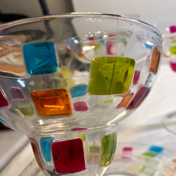 Vintage Colourful Tradewind Bay 4 , 12oz Margarita Glasses with 12” Plate - Picture 5 of 13